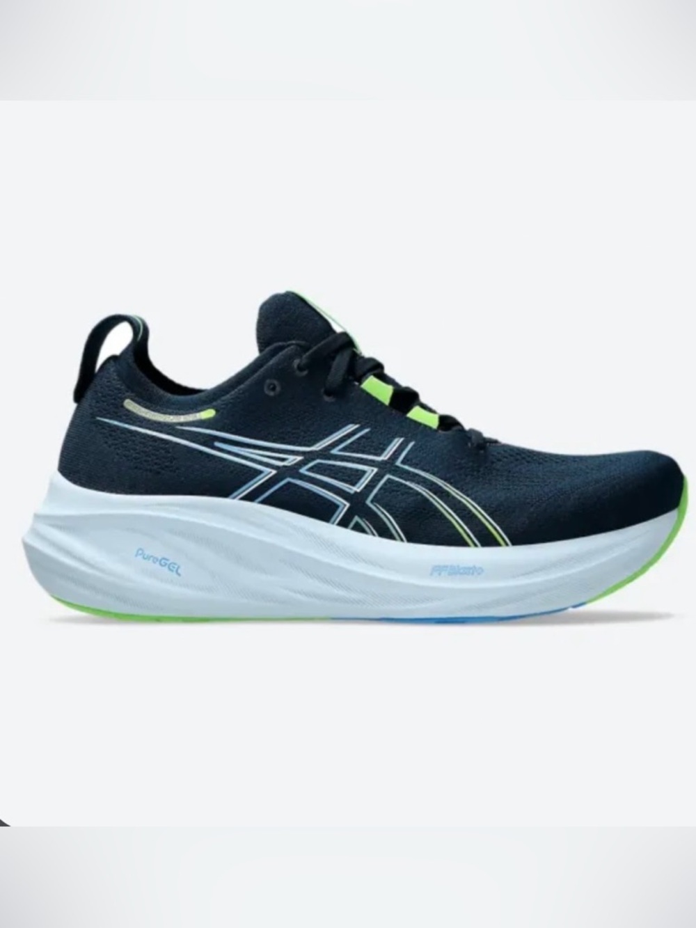 Asics GEL-nimbus 26 Navy Running Shoes with Lime Accents
